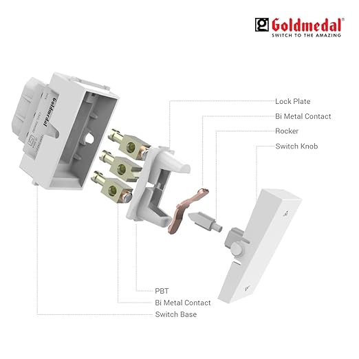 Goldmedal Air Aero 10A Two Way Push Button Switch | White Modular Switch
