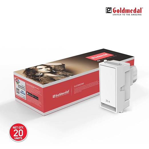 Goldmedal Air Aero 20A One Way Push Button Switch | White Modular Switch