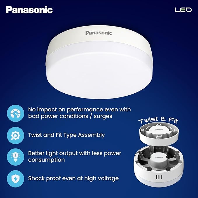 Panasonic 9W Round Modular Surface LED Light | Cool White 6500K Ceiling Light