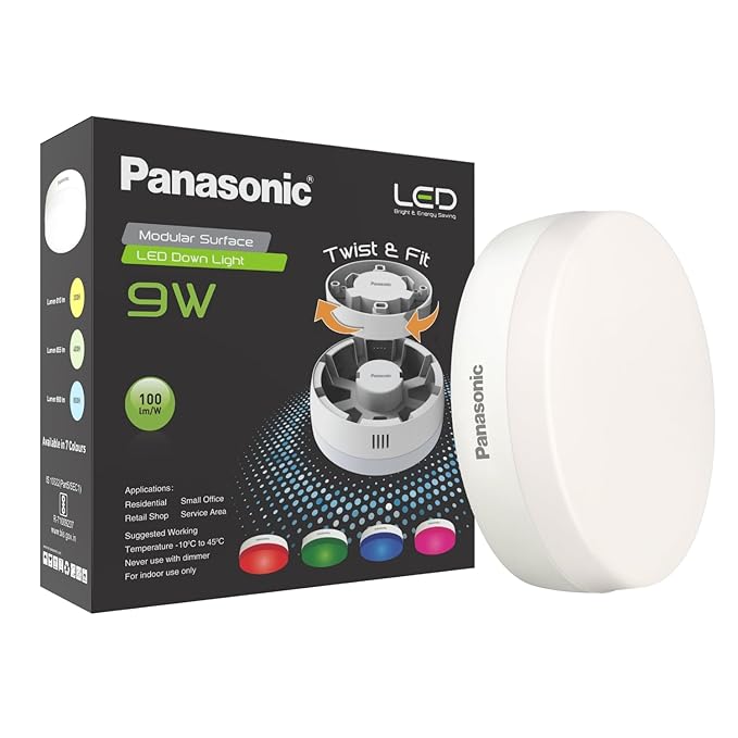 Panasonic 9W Round Modular Surface LED Light | Cool White 6500K Ceiling Light