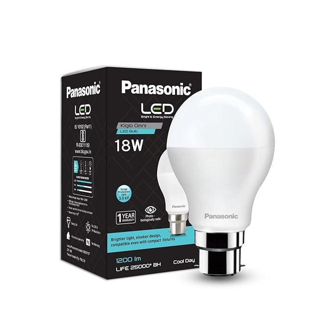 Panasonic 18W LED Bulb | Cool White 6500K | Ultra Bright, Energy Efficient & Long Life