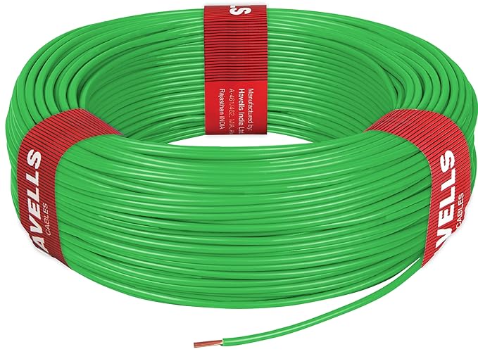 Havells Lifeline+ S3 2.5 sq.mm Copper Wire (90m, Green) | Flame & Heat Resistant Class 2 Cable