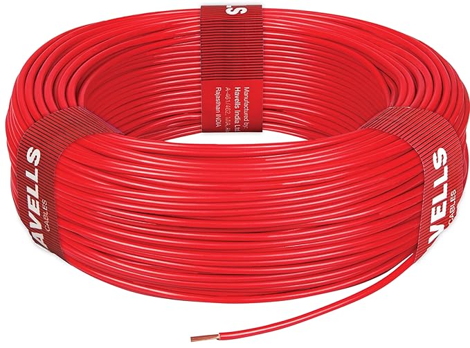 Havells Lifeline+ S3 1.5 sq.mm Copper Wire (90m, Red) | Flame & Heat Resistant Class 2 Cable