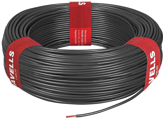 Havells Lifeline+ S3 4 sq.mm Copper Wire (90m, Black) | Flame & Heat Resistant Class 2 Cable