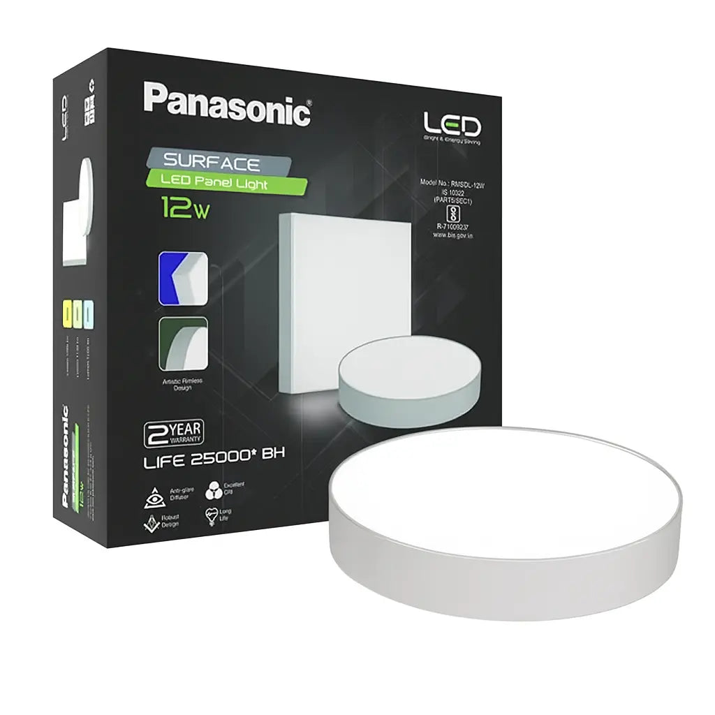 Panasonic 12W LED Surface Panel – Cool White 6500K, Slim, Bright & Energy Efficient